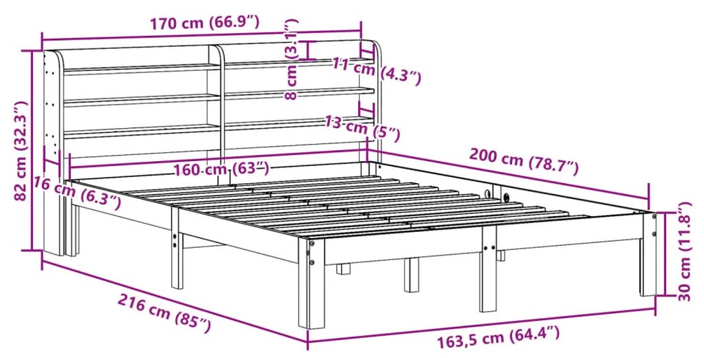 ΠΛΑΙΣΙΟ ΚΡΕΒΑΤΙΟΥ ΜΕ ΚΕΦΑΛΑΡΙ ΛΕΥΚΟ 160X200 ΕΚ. ΑΠΟ ΜΑΣΙΦ ΠΕΥΚΟ 3306793