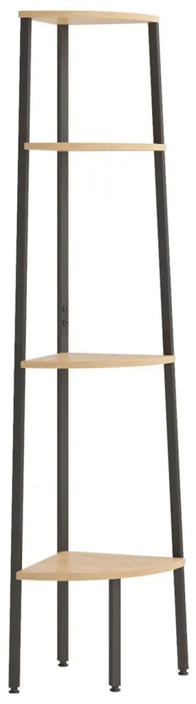 vidaXL Γωνιακό Ράφι 4 Επιπέδων Ανοιχτό Καφέ και Μαύρο 45,5 x 31,5 x 150 εκ.
