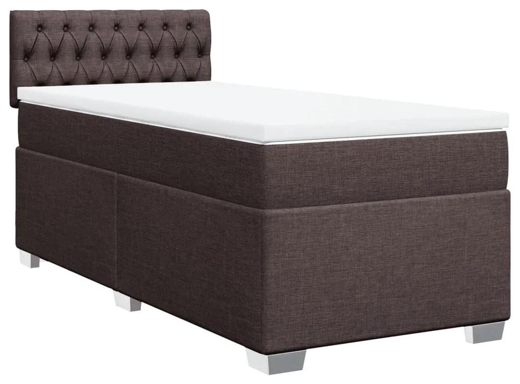 vidaXL Κρεβάτι Boxspring με Στρώμα Σκούρο Καφέ 80x200 εκ. Υφασμάτινο