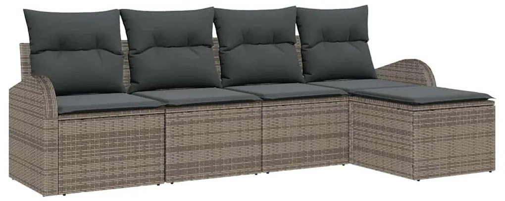 vidaXL Σετ Καναπέ Κήπου με μαξιλάρι 5 pcs Γκρι Πολυ ράταν