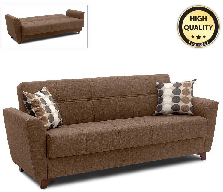 0096292 Καναπές - κρεβάτι Jason Megapap τριθέσιος υφασμάτινος με αποθηκευτικό χώρο σε σκούρο καφέ 216x85x91εκ. Ύφασμα, 1 Τεμάχιο