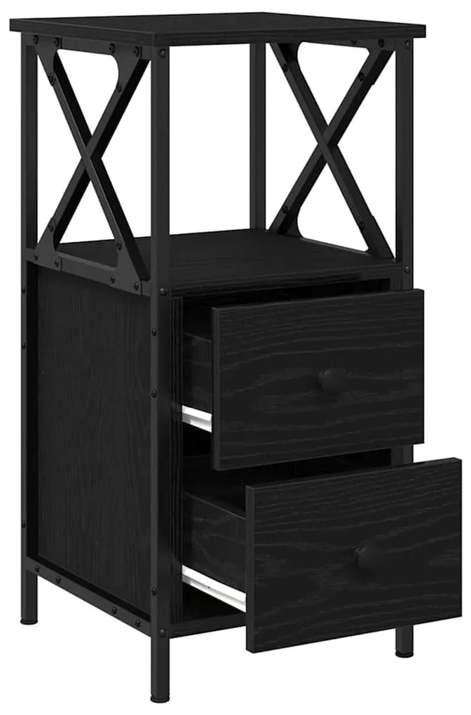 vidaXL Κομοδίνο με συρτάρι 2 pcs Μαύρη δρυς 34 x 35,5 x 70 εκ