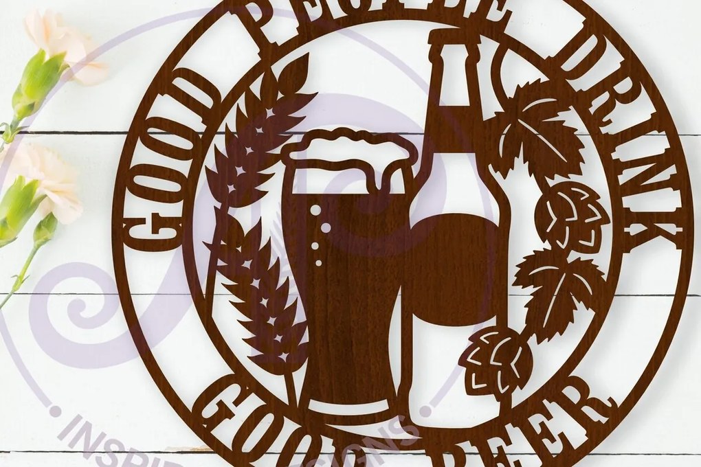 Intra απο ξύλο plywood  Χρώμα wenge 3mm-4mm πάχος - Καλοί άνθρωποι πίνουν καλή μπύρα Τέχνη τοίχου Δίασταση 40x50 cm INTRAFABR-95509769