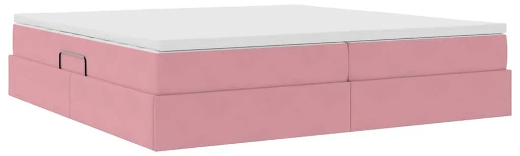vidaXL Κρεβάτι με αποθηκευτικό χώρο και στρώμα Ροζ 200 x 200 cm