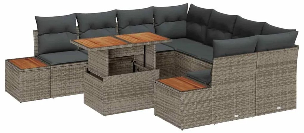 vidaXL Σέτ φαγητού για κήπο 9 pcs Γκρι, Καφέ 100 x 55 x 73 εκ