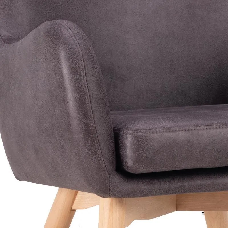 Πολυθρόνα Thetis Fylliana Γκρί Τεχνόδερμα με Ξύλινα πόδια 70x65x105 εκ. 70x65x105 εκ.