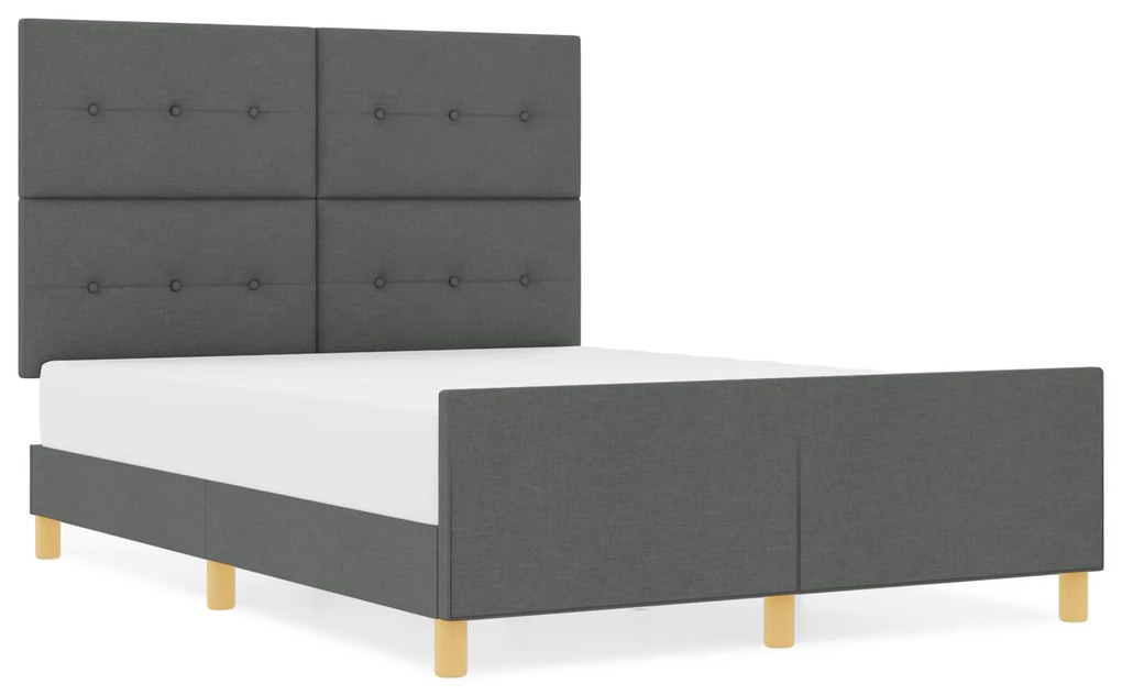 vidaXL Κρεβάτι Σκελετός Σκούρο Γκρι 140x200 εκ. Ύφασμα