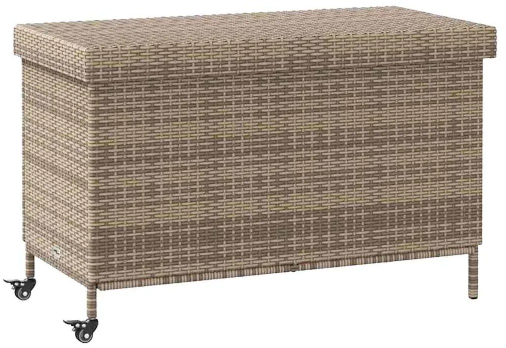 vidaXL Κουτί Αποθήκευσης Κήπου με Ρόδες 110x55x73 εκ. Συνθετικό Ρατάν