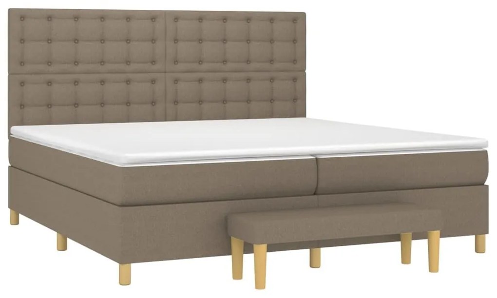 Κρεβάτι Boxspring με Στρώμα Taupe 200x200 εκ. Υφασμάτινο - Μπεζ-Γκρι