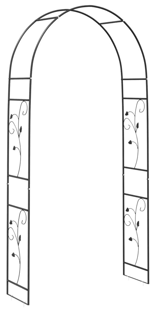 vidaXL Κήπος Αψίδα Floral Μαύρο 115 x 37 x 231 εκ.