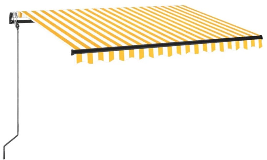 vidaXL Τέντα Αυτόματη με LED &amp; Αισθ. Ανέμου Κίτρινο/Λευκό 350x250 εκ.