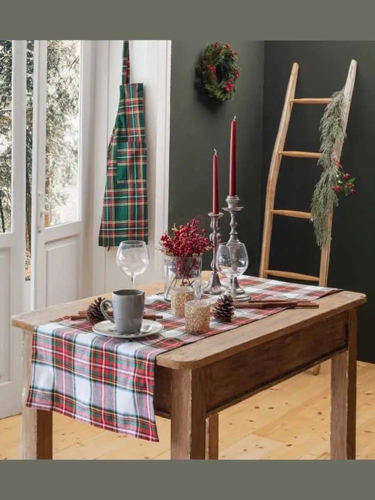 Amo la Casa Runner Βαμβακερό Καρώ 45x140 - Tartan Κυπαρισσί