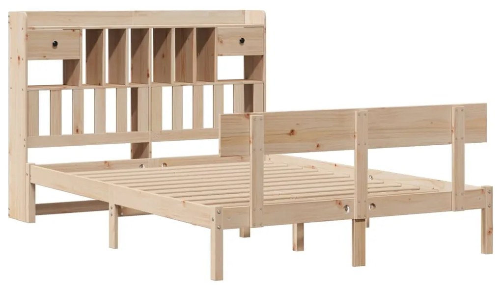 vidaXL Κρεβάτι Βιβλιοθήκη Χωρίς Στρώμα 140x200 εκ Μασίφ Ξύλο Πεύκο