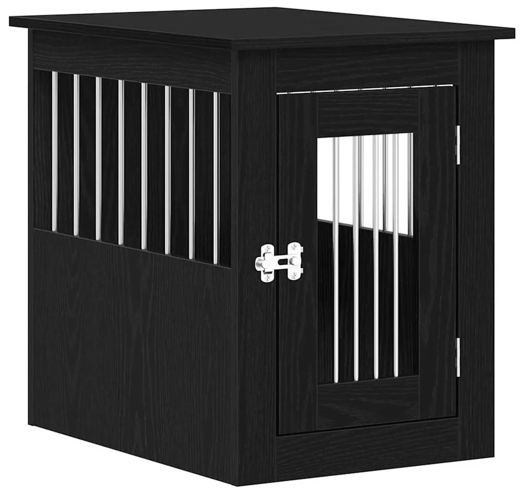 vidaXL Έπιπλα Κλουβιού για Σκύλους Μαύρο Δρυς 62 x 45 x 59 εκ. από Τεχνητό Ξύλο