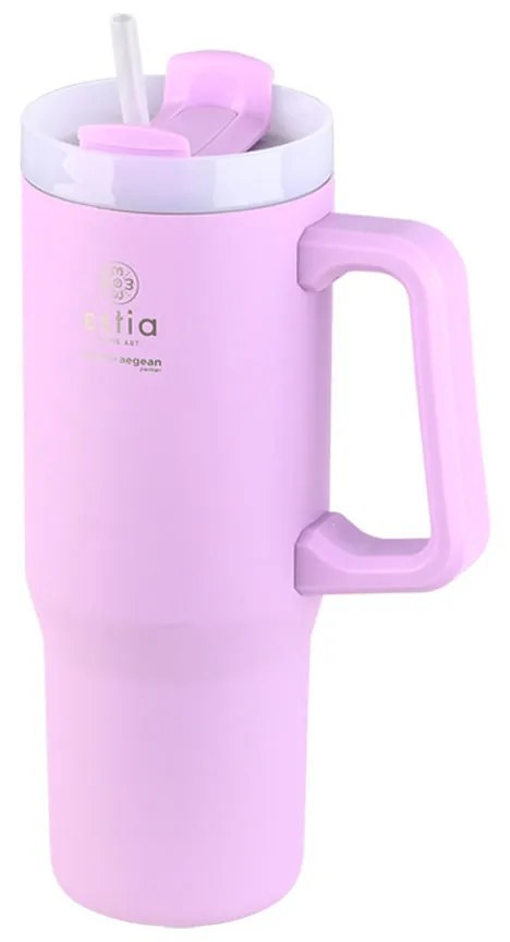 ESTIA ΘΕΡΜΟΣ STRAW TUMBLER XL SAVE THE AEGEAN 900ml LAVENDER PURPLE