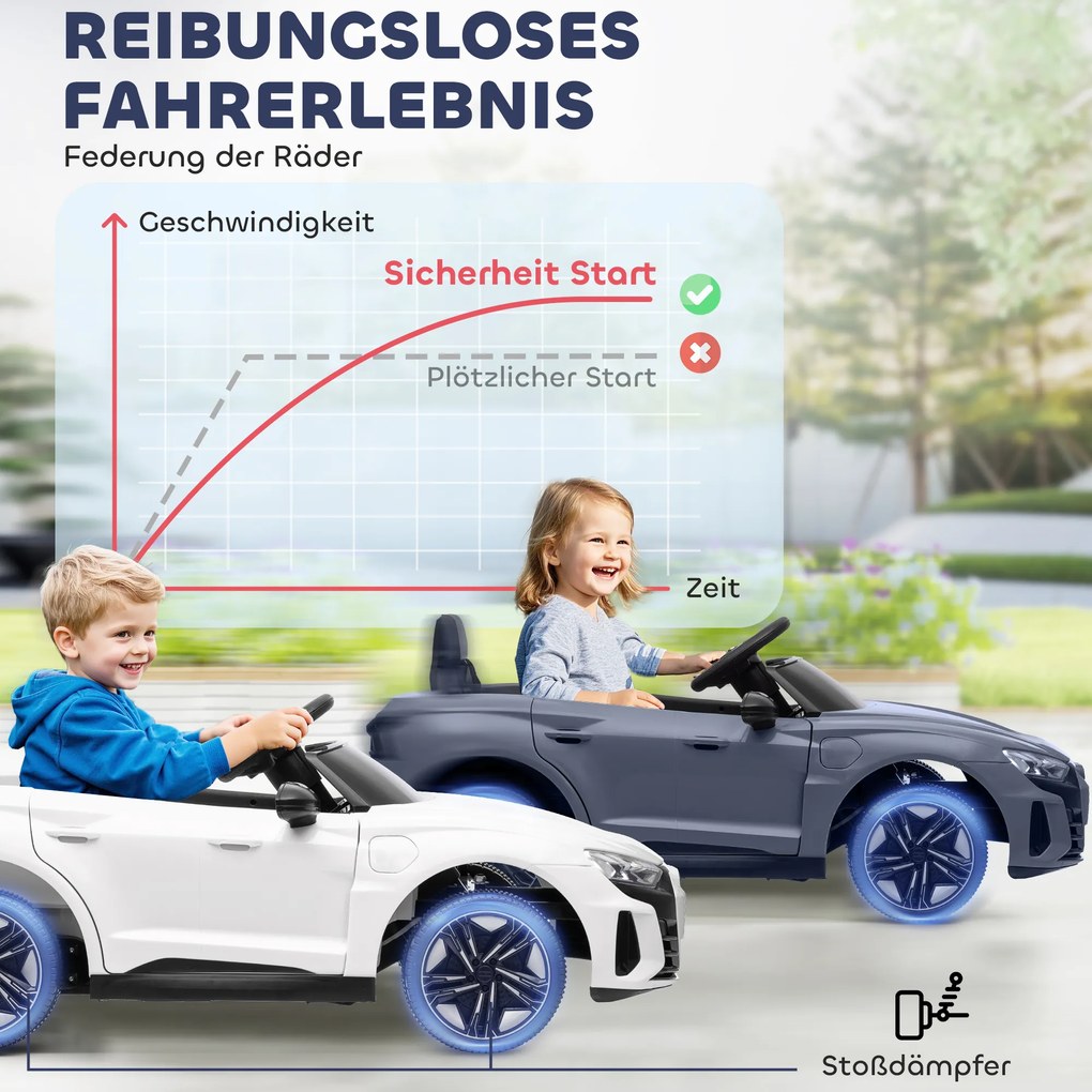 HOMCOM Ηλεκτρικό αυτοκίνητο για παιδιά με τηλεχειριστήριο, ζώνη ασφαλείας, κόρνα, μουσική, προβολείς, έως 5 km/h, 3-5 ετών, Γκρι