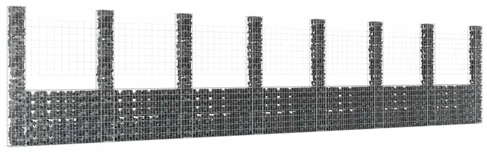 vidaXL Συρματοκιβώτιο σε U Σχήμα με 8 Στύλους 860x20x200 εκ. Σιδερένιο