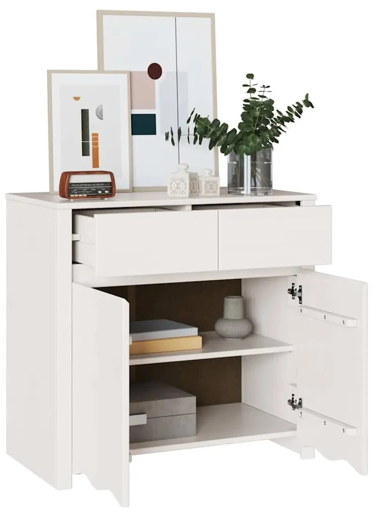 vidaXL Πλαϊνό γραφείο Λευκό 79 x 43 x 75.5 εκ Μασίφ ξύλο πεύκου