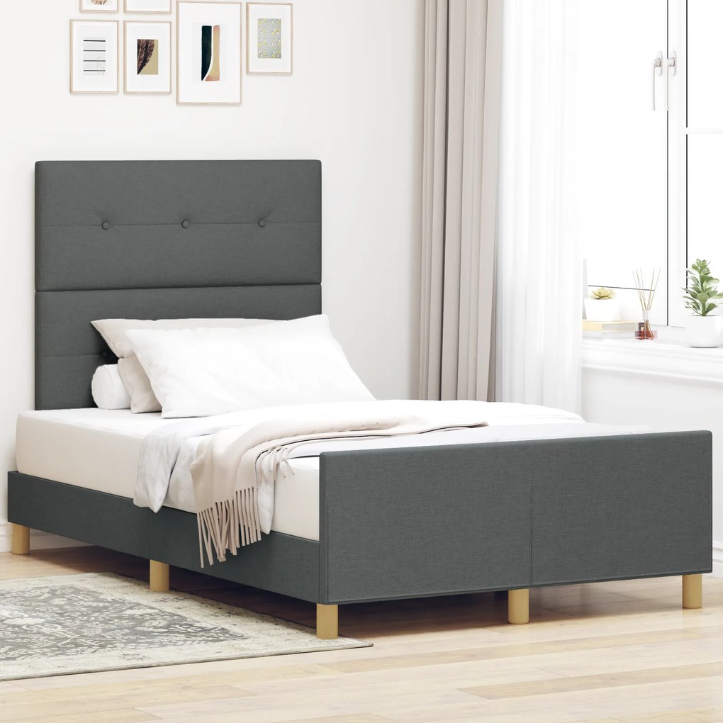 vidaXL Κρεβάτι Σκελετός Σκούρο Γκρι 120x200 εκ. Ύφασμα
