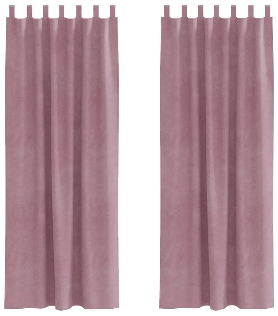 vidaXL Κουρτίνες με κουρτίνες 2 pcs Σκούρο ροζ 140 x 245 cm Βελούδο