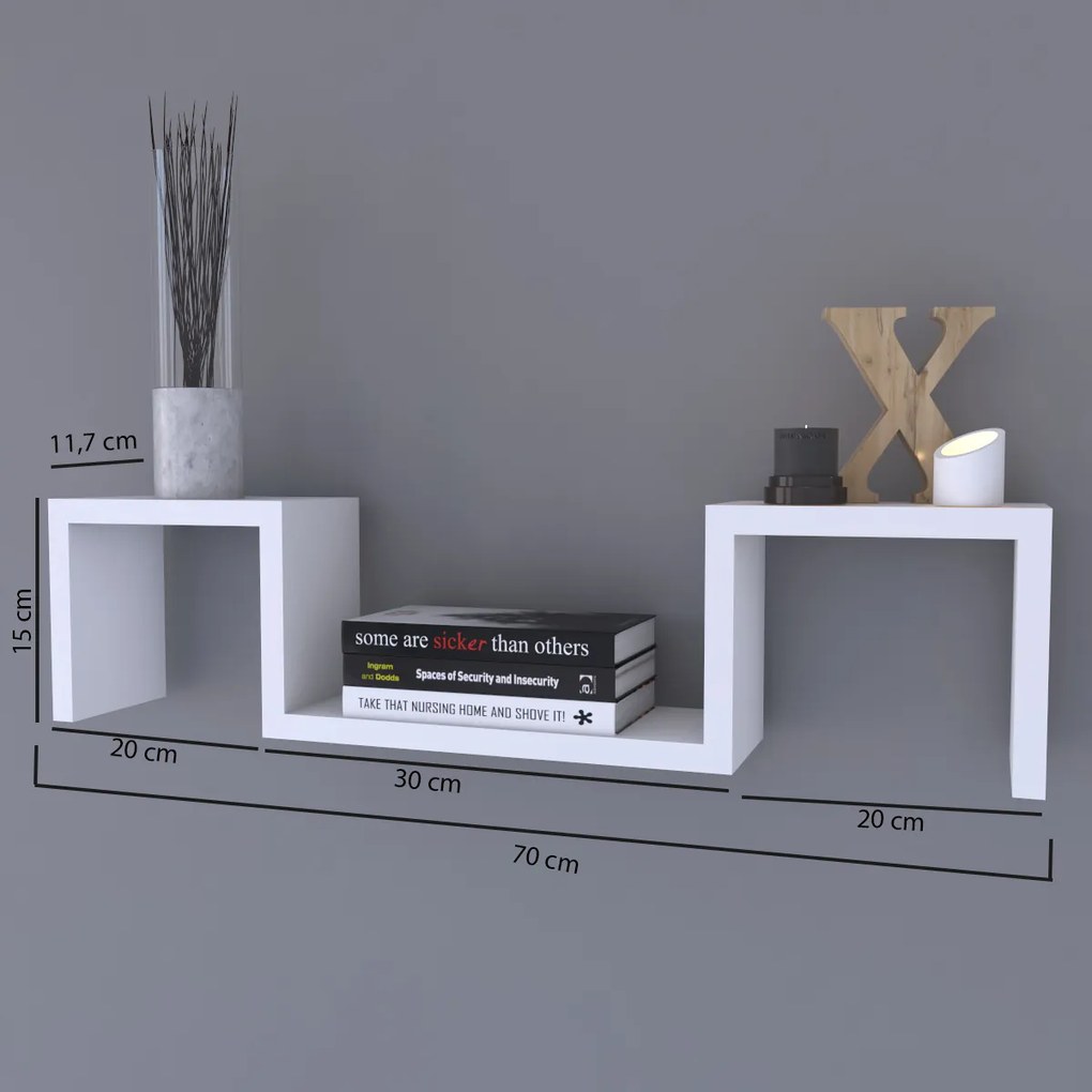 ΡΑΦΙ ΤΟΙΧΟΥ ARTELIBRE ESTERLINE ΛΕΥΚΟ ΜΟΡΙΟΣΑΝΙΔΑ (2X)70X11.7X15CM ΣΕΤ 2ΤΜΧ