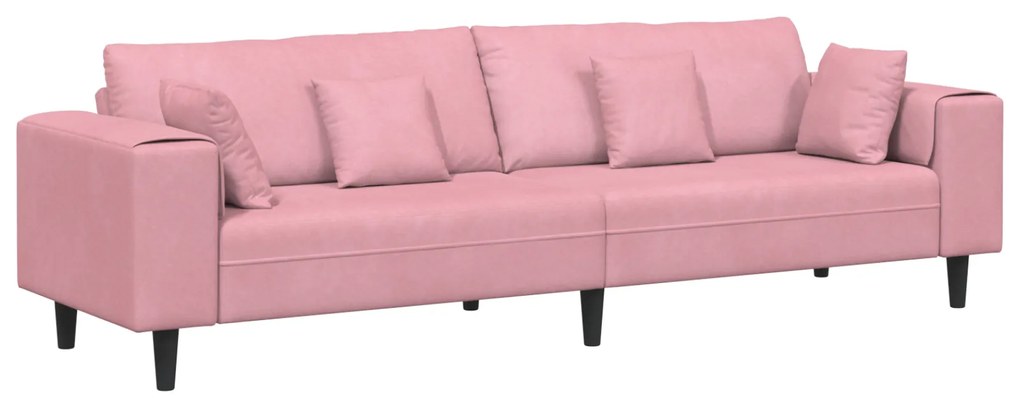 vidaXL Καναπές με μαξιλάρι Ροζ 250 x 77 x 76 εκ. Βελούδο