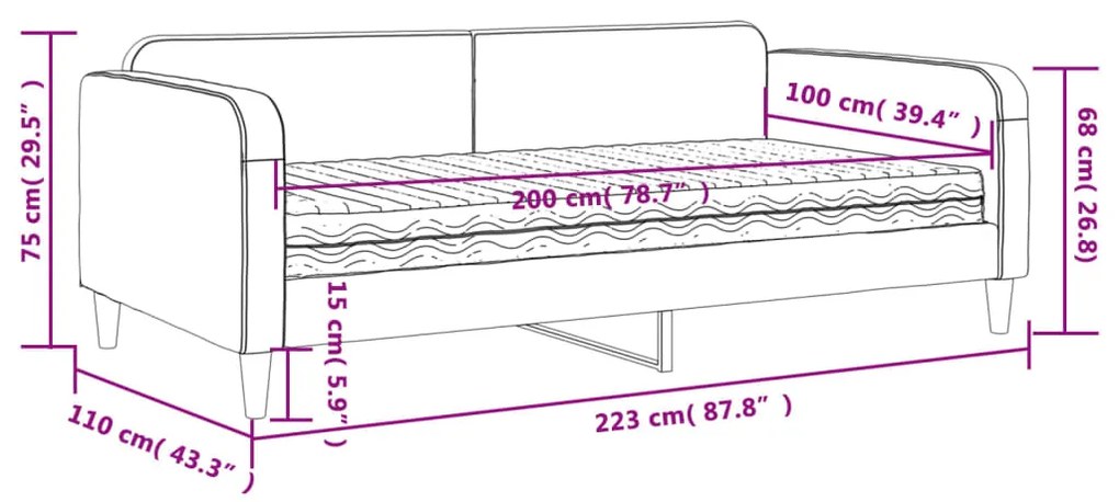 Καναπές Κρεβάτι με Στρώμα Taupe 100 x 200 εκ. Υφασμάτινο - Μπεζ-Γκρι