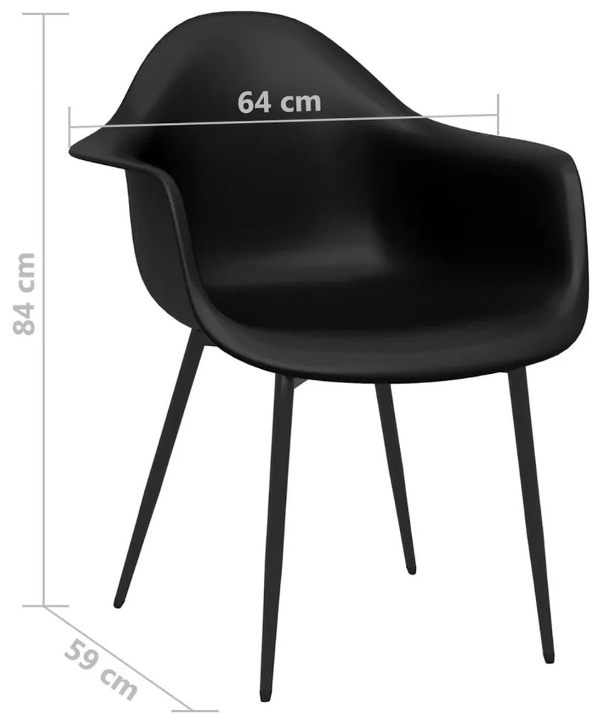 Καρέκλες Τραπεζαρίας 4 τεμ. Μαύρες από Πολυπροπυλένιο - Μαύρο