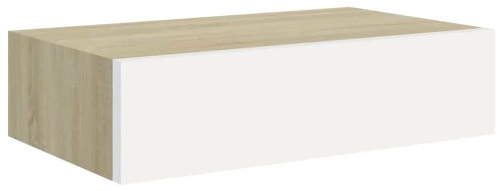 vidaXL Ράφια Τοίχου Συρτάρια 2 τεμ. Δρυς/Λευκό 40x23,5x10 εκ από MDF