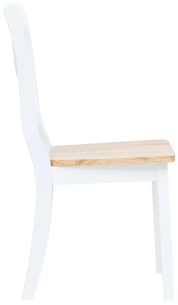 Καρέκλες Τραπεζαρίας 4 Τεμ. Λευκό/Αν. Ξύλο Μασίφ Ξύλο Καουτσούκ - Λευκό