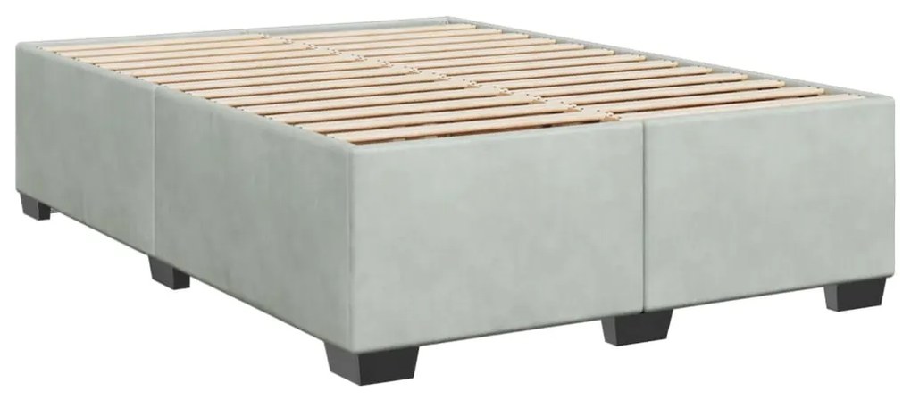 vidaXL Κρεβάτι Boxspring με Στρώμα Ανοιχτό Γκρι 140x200 εκ. Βελούδινο