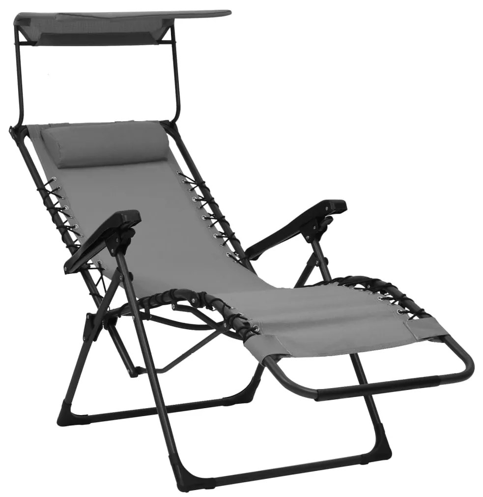 vidaXL Σεζλόνγκ Πτυσσόμενη Γκρι από Textilene