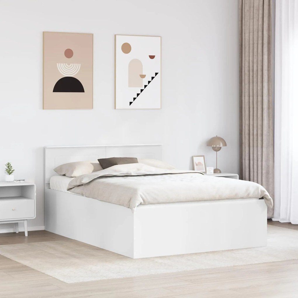 vidaXL Σκελετός Κρεβατιού Λευκό 150 x 200 cm Επεξεργασμένο ξύλο