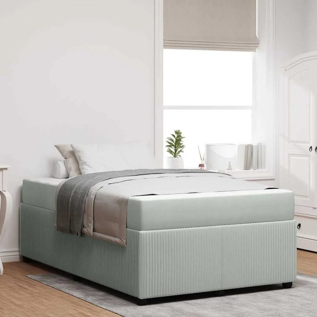 vidaXL Σκελετός Κρεβατιού με στρώμα Ανοιχτό γκρι 120 x 190 cm ύφασμα