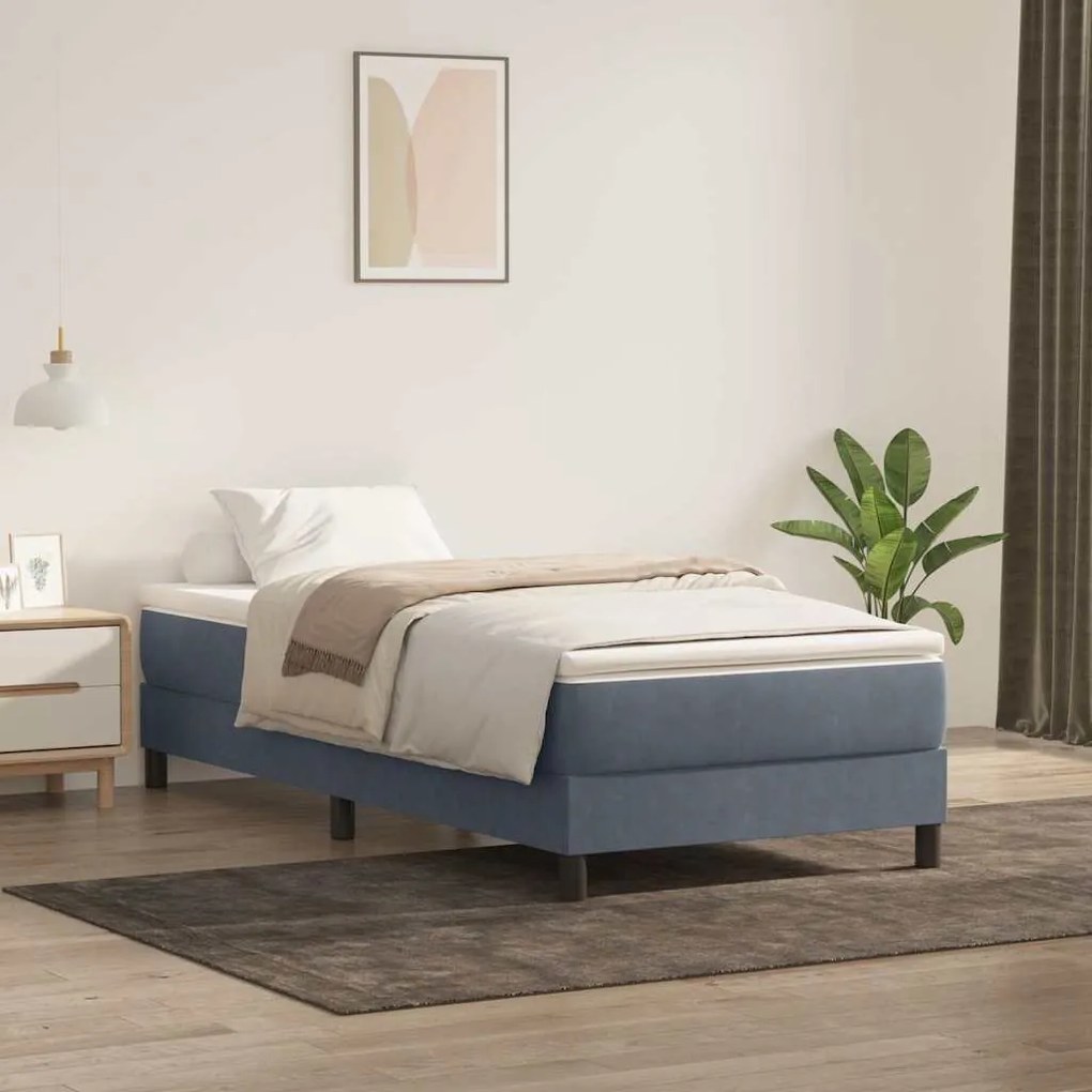 Κρεβάτι Boxspring με Στρώμα Σκούρο Γκρι 100x210 εκ. Βελούδινο