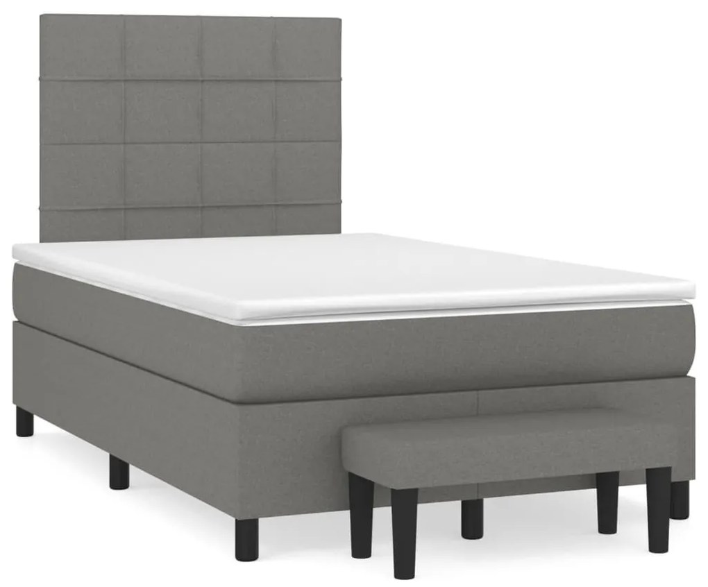 Κρεβάτι Boxspring με Στρώμα Σκούρο Γκρι 120x200 εκ. Υφασμάτινο - Γκρι