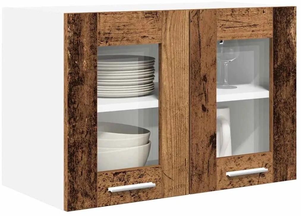 vidaXL Κρεμαστό ντουλάπι με πόρτα 2 pcs Παλιό ξύλο 60 x 31 x 40 εκ