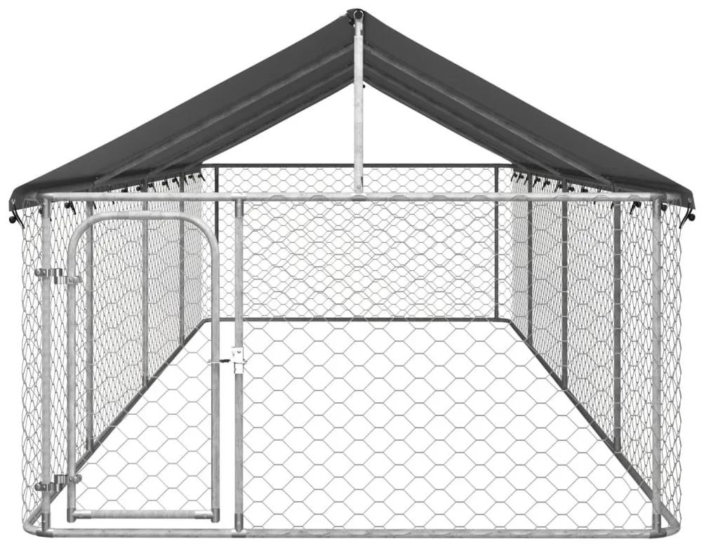 Κλουβί Σκύλου Εξωτερικού Χώρου 600 x 200 x 150 εκ. με Στέγαστρο - Ασήμι