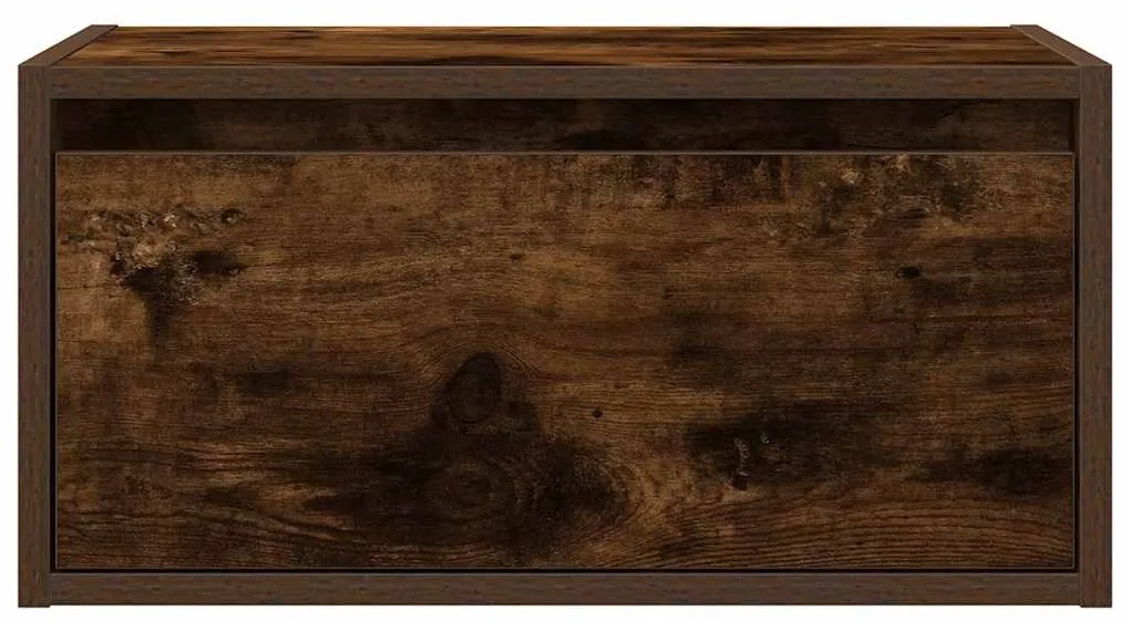 vidaXL Κομοδίνο Επιτοίχιο με Φώτα LED Καπνιστή Δρυς