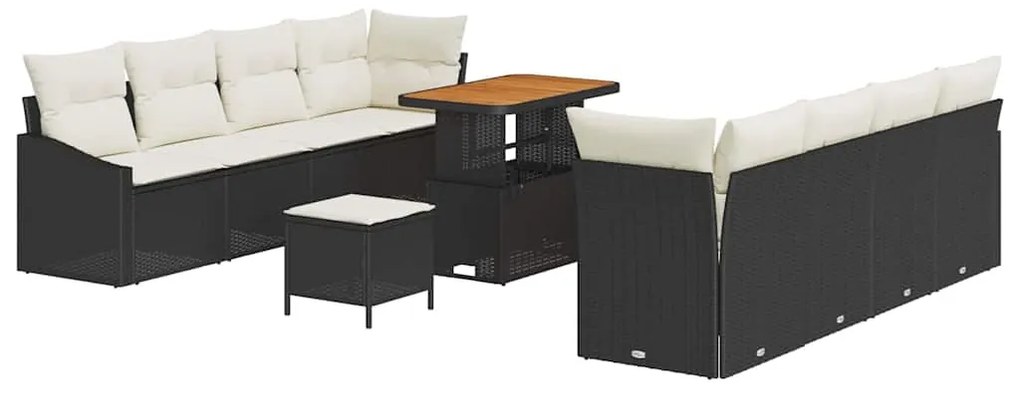 vidaXL Σετ Καναπέ Κήπου με μαξιλάρι 11 pcs Μαύρο Πολυ ράταν