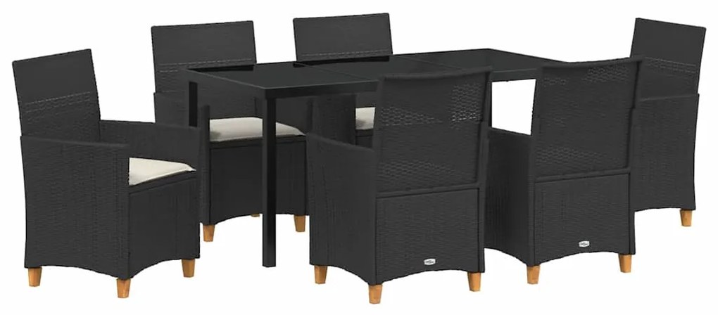 vidaXL Σέτ φαγητού για κήπο 7 pcs Μαύρο συνθετικό ρατάν
