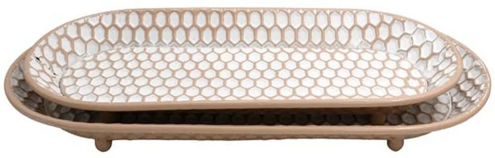 Διακοσμητικοί Δίσκοι (Σετ 2Τμχ) 168-125-041 60x27x6cm Beige-White Μέταλλο