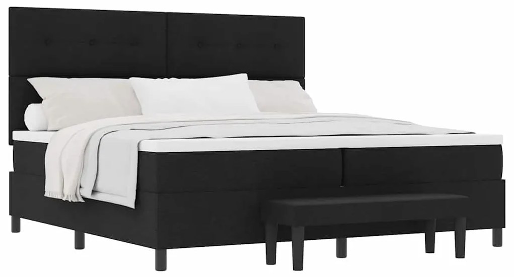 vidaXL Κρεβάτι με ελατήρια με στρώμα Μαύρο 200 x 200 cm ύφασμα