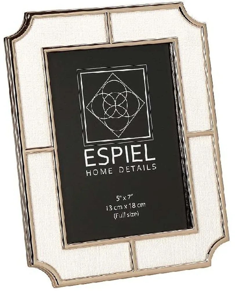 Κορνίζα FAM745 13x18cm White Espiel Μέταλλο,Ύφασμα
