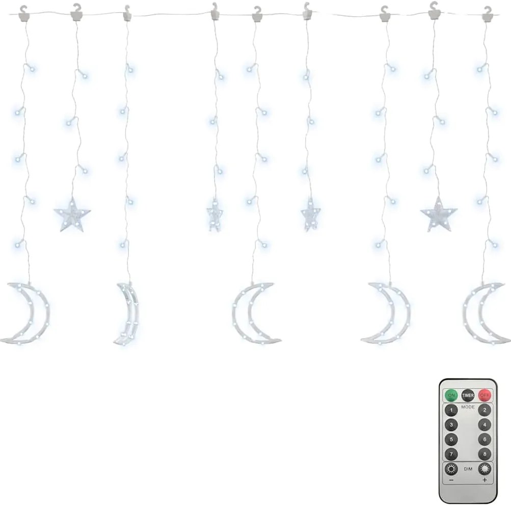 vidaXL Λαμπάκια σε Σχήμα Αστέρι &amp; Φεγγάρι Ψυχρό Λευκό Χειριστ. 345 LED