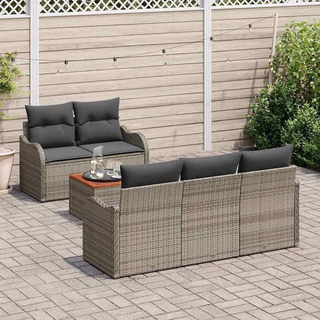 vidaXL Σετ Καναπέ Κήπου με μαξιλάρι 6 pcs Γκρι 55 x 55 x 37 εκ