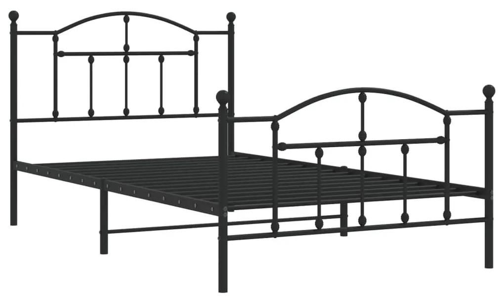 Πλαίσιο Κρεβατιού με Κεφαλάρι&amp;Ποδαρικό Μαύρο 100x200εκ. Μέταλλο - Μαύρο