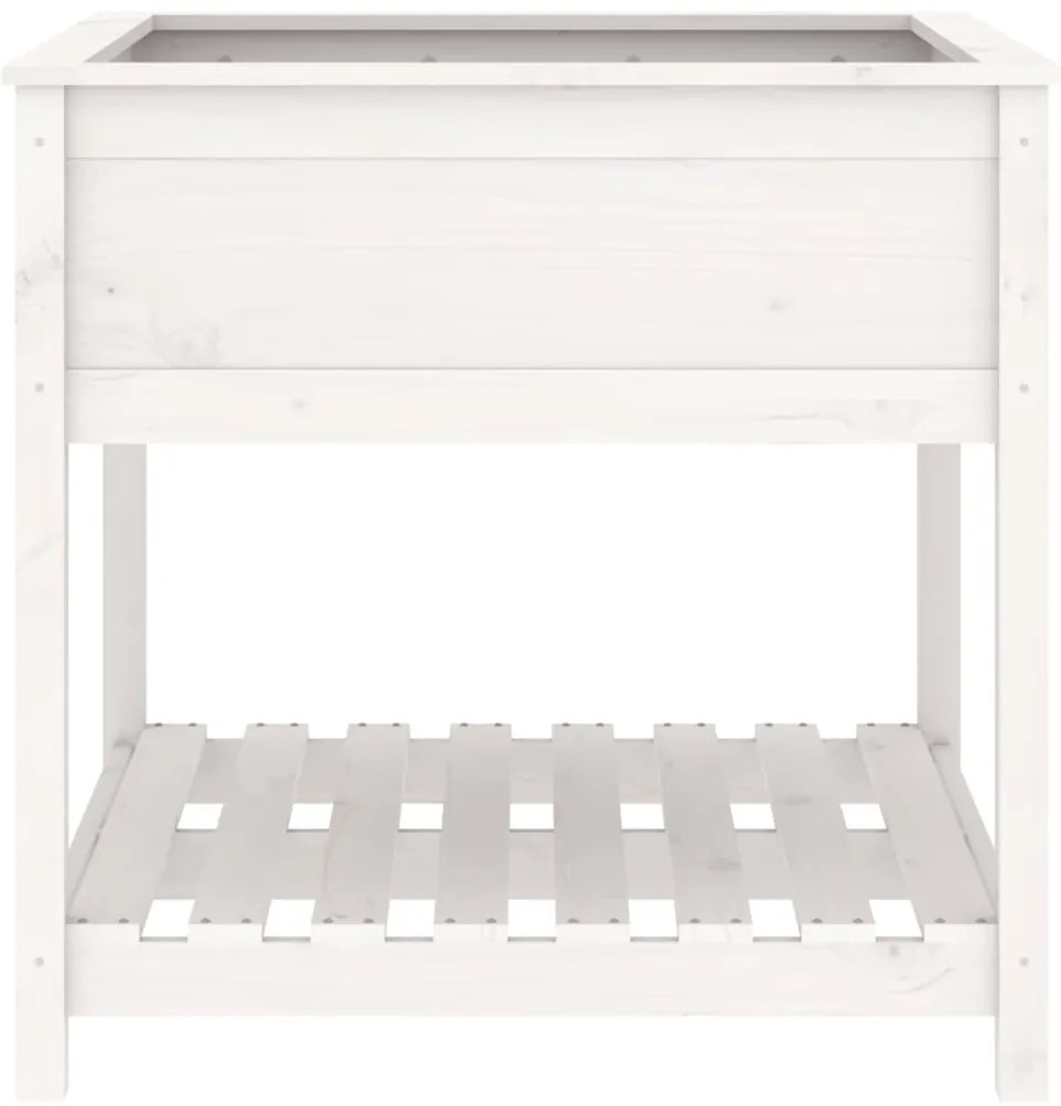vidaXL Ζαρντινιέρα με Ράφι Λευκή 82,5x82,5x81 εκ. Μασίφ Ξύλο Πεύκου