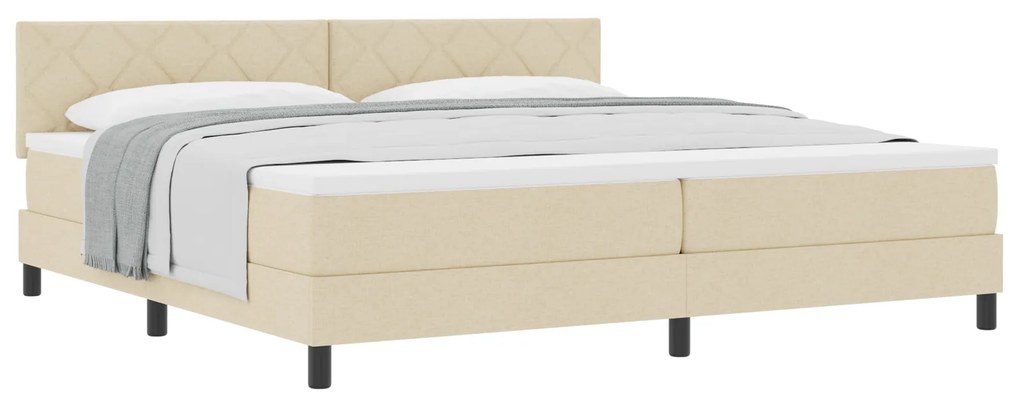 vidaXL Κρεβάτι box spring με στρώμα με στρώμα Κρεμ 200 x 200 cm ύφασμα