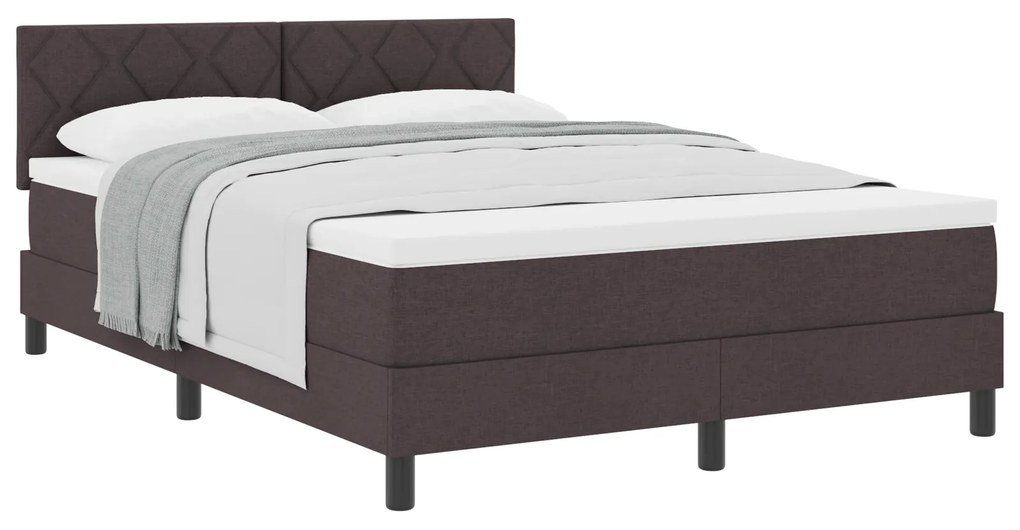 vidaXL Κρεβάτι με Στρώμα Dark Brown 140x190 cm Υφάσμα